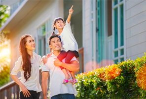 Family outside the house